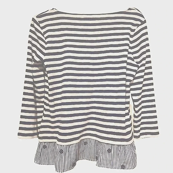 NWOT Talbots 3/4 sleeve nautical striped op & ruffled hem Size Small - Picture 3 of 6